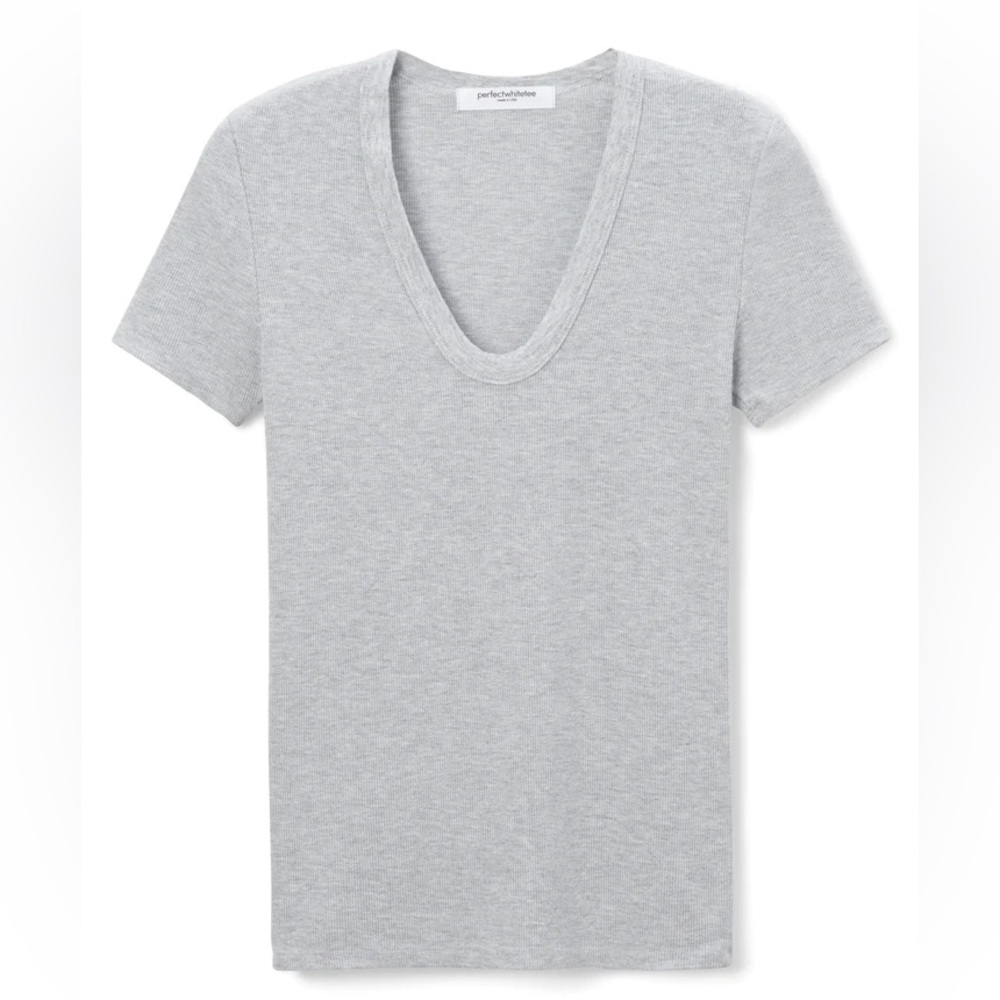 Avril ribbed cotton modal short sleeve u neck - PerfectWhiteTee [BRAND NEW]